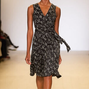 jacob silk Black and Cream Patterned Dress